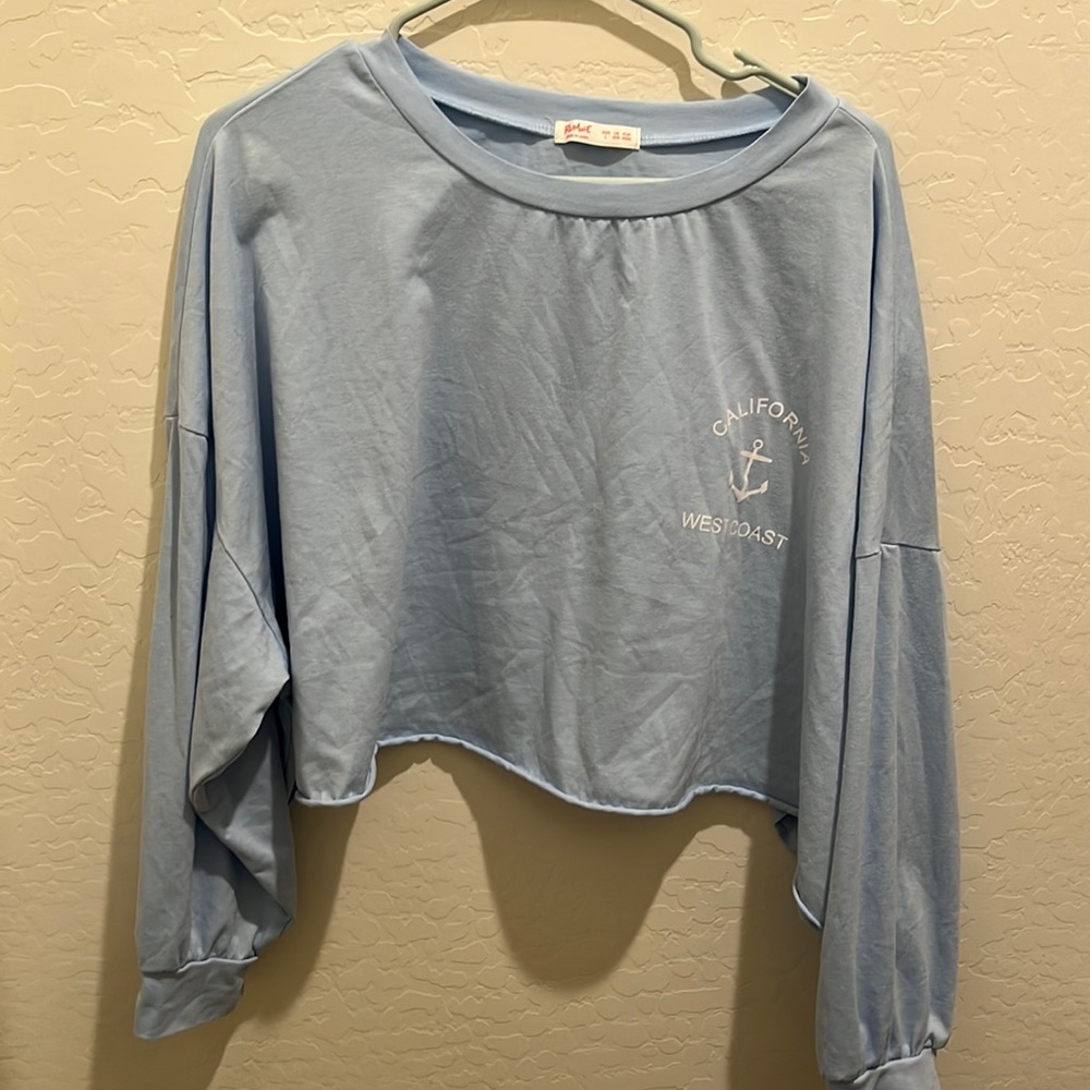 Light Blue Romwe Long Sleeve Tee Size:L